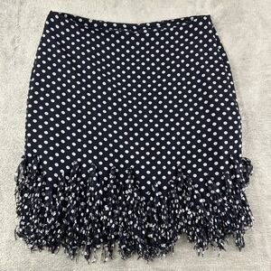 Ann Taylor‎ 2 Black Gray Polka Dots Retro Mini Skirt Fringe Flapper Whimsigoth